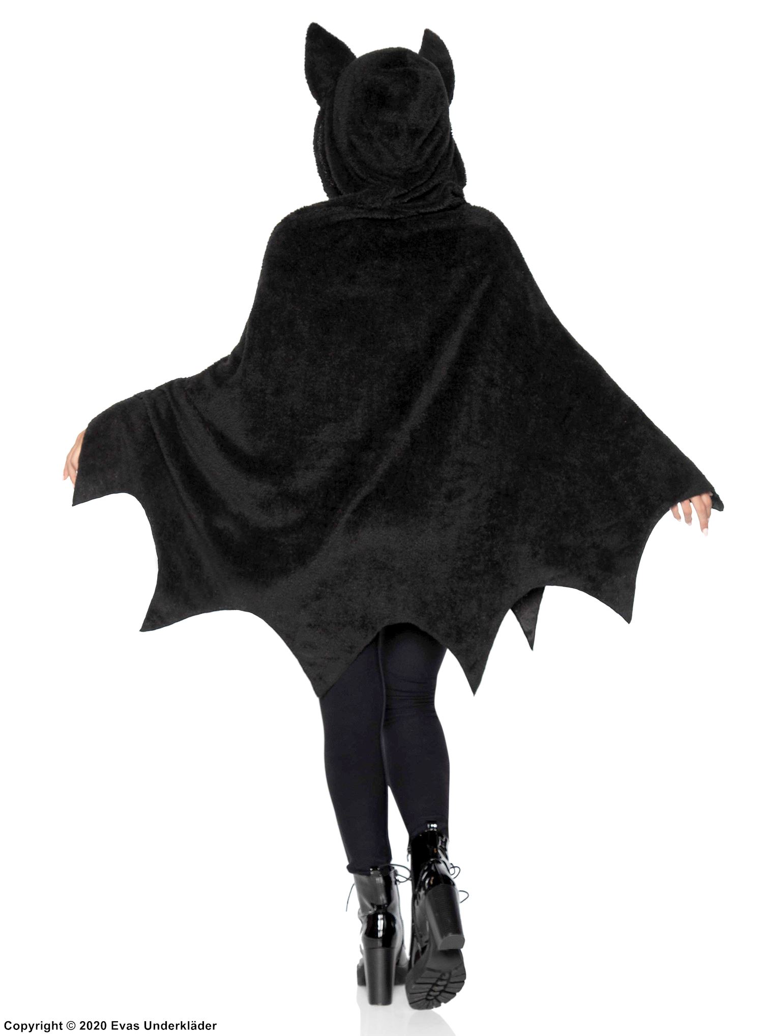 Female bat, costume poncho, hood, ears